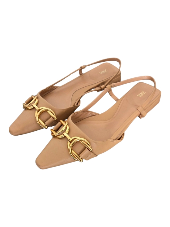 Zara Shoes - 🌟Zara Nude Slingback Flats with Gold Buckle